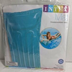 Intex Transparent Mat Pool Float Blue‎ Adult Size 72in x 27in New